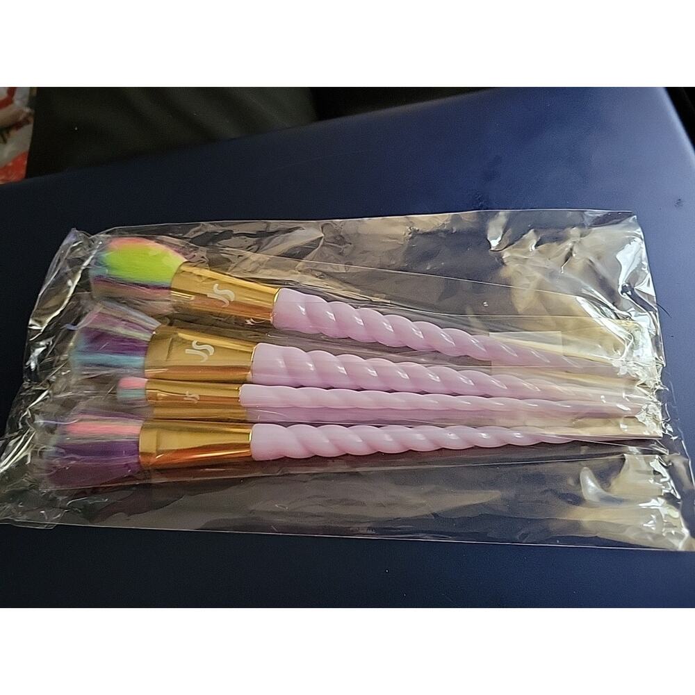 5 Piece Unicorn Rainbow Twisted Handle Makeup Brush Lot SET New